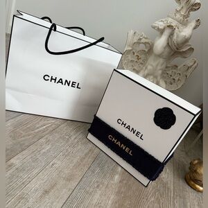 Chanel Gift Bag and Box With Tissue Paper and Ribbon